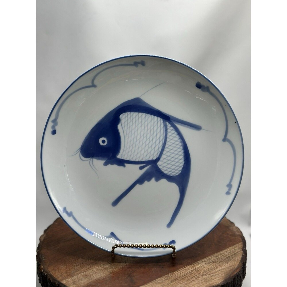 Koi Fish 9” Chinese Vintage Carp Hand Painted Plate Bowl Replacement
